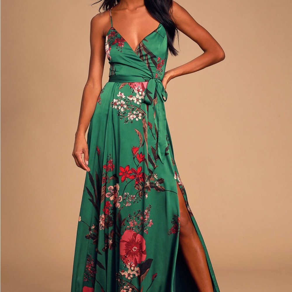 Lulu's Emerald Green Floral Maxi Dress - Picture 3 of 3